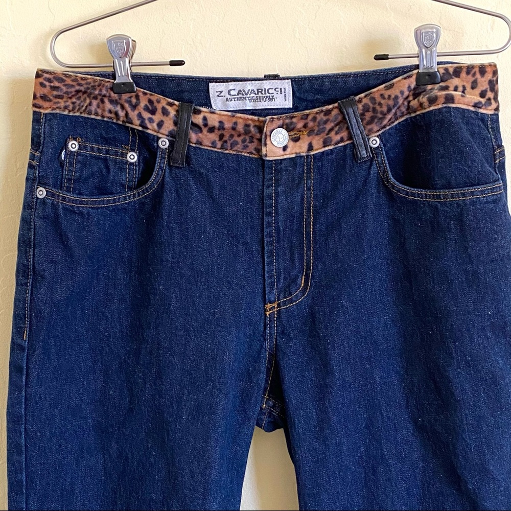 Z Cavaricci Leopard Trim Waist Crop Jeans 31